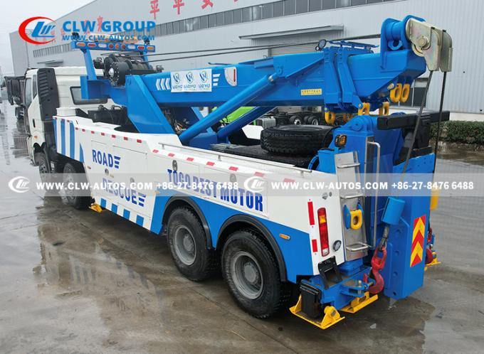 FAW J6P 8Ã—4 Heavy-Duty Rotator Wrecker Tow Truck operational view