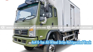 Caminhão refrigerado 4x4 de 6 toneladas com tração nas quatro rodas e unidade de refrigeração não independente