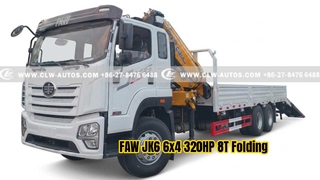 Caminhão guindaste de lança dobrável FAW JK6 6x4 320HP 8T